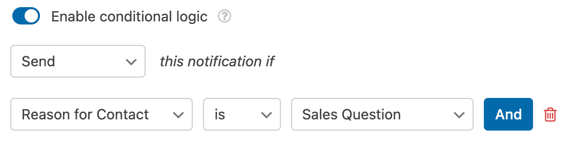 conditional-notification-rule-example - WPForms Exemple de règle de notification conditionnelle par courrier électronique