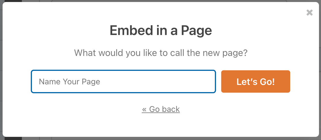 Embed Tool Name Page - WPForms Nomear uma nova página para incorporar seu formulário
