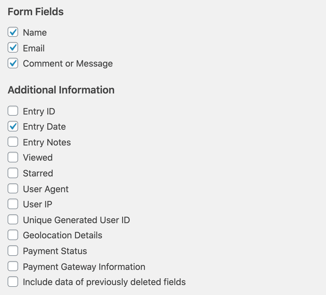Choose the fields to include in your WordPress CSV Excel export - WPForms Choose the fields to include in your WordPress CSV Excel export
